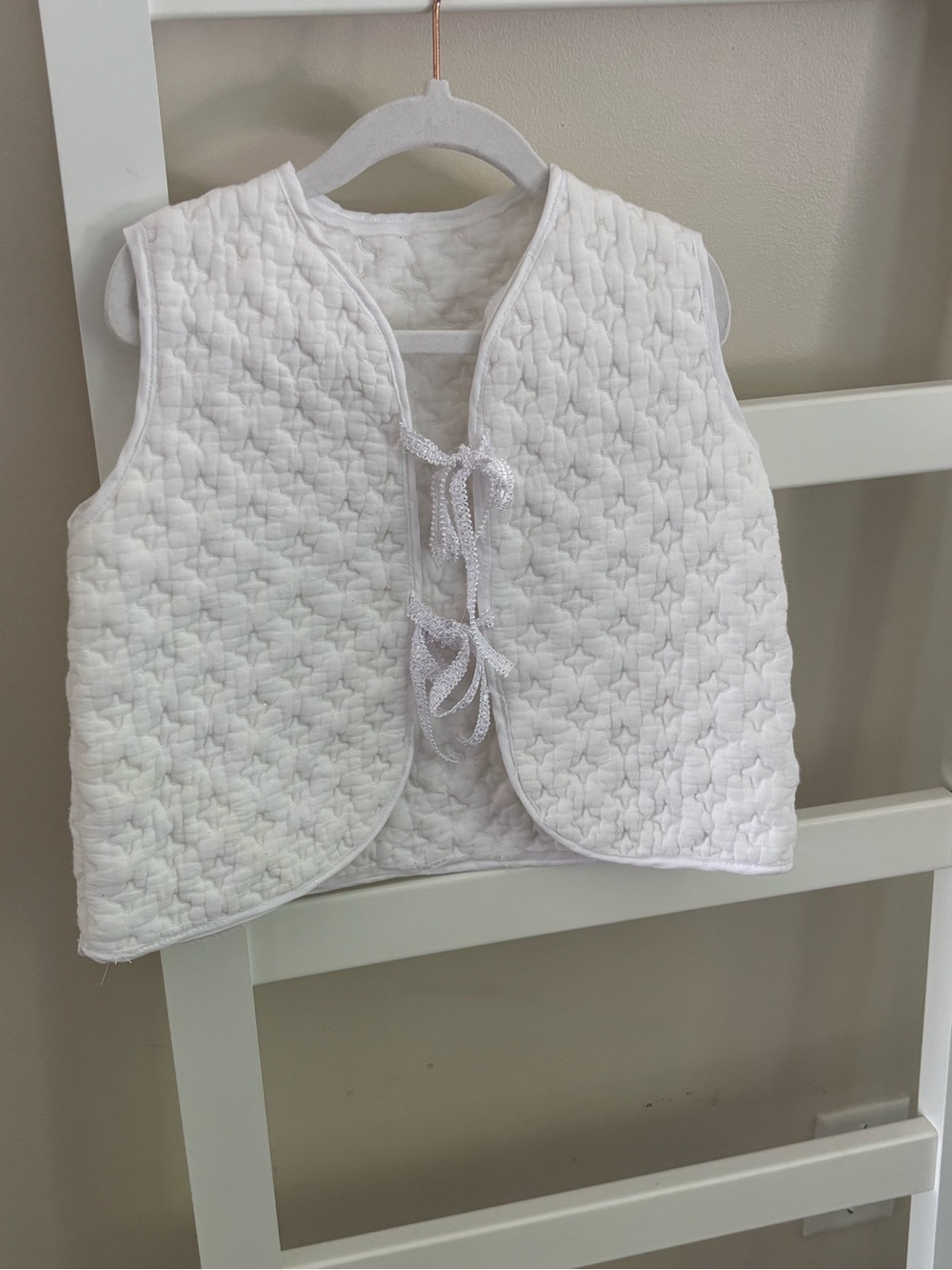 Handmade, OOAK Classic Quilted Baby Vest - White